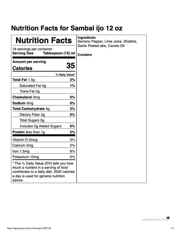 Sambal Ijo fiery serrano
